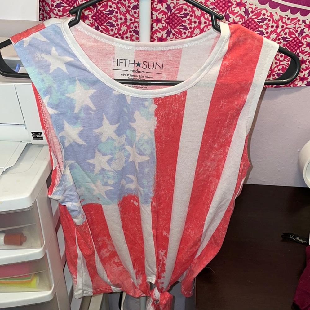American Flag Front-Knot Tank